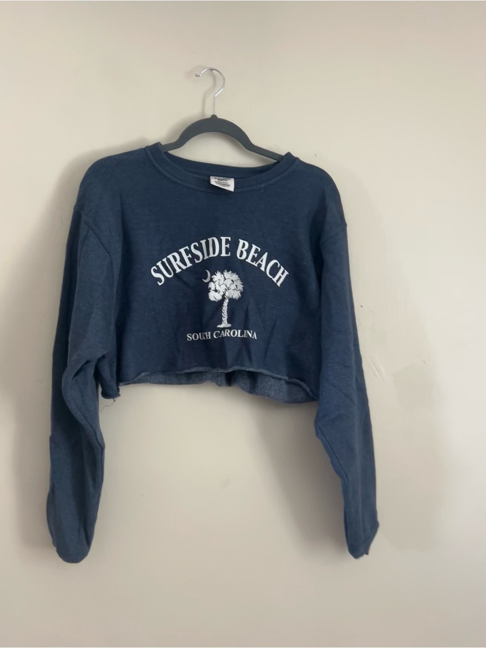 Surfside Beach Cropped Crewneck Sweatshirt - Navy